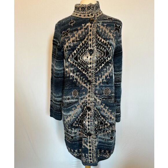 Gorgeous J.Jill Oversized Blue Tapestry Shrug Sweater Size Small - Picture 1 of 9